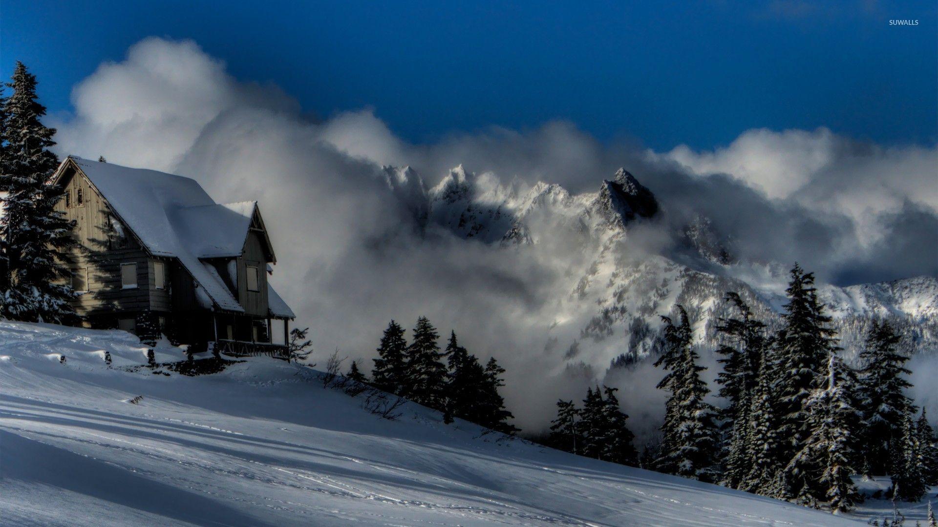 1920x1080 Winter cabin wallpaper wallpaper