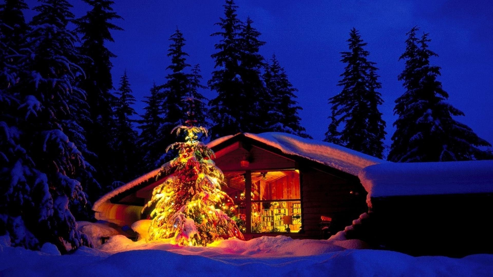 1920x1080 Christmas Cabin Wallpaper