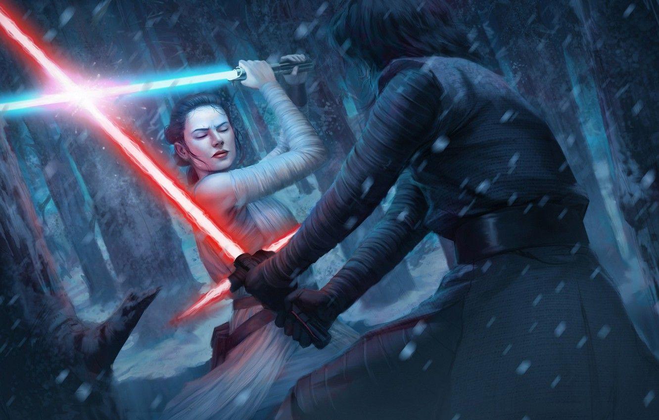 1332x850 Wallpaper Star Wars, art, Lightsaber, rey, kylo ren, Star Wars: Destiny image for desktop, section игры