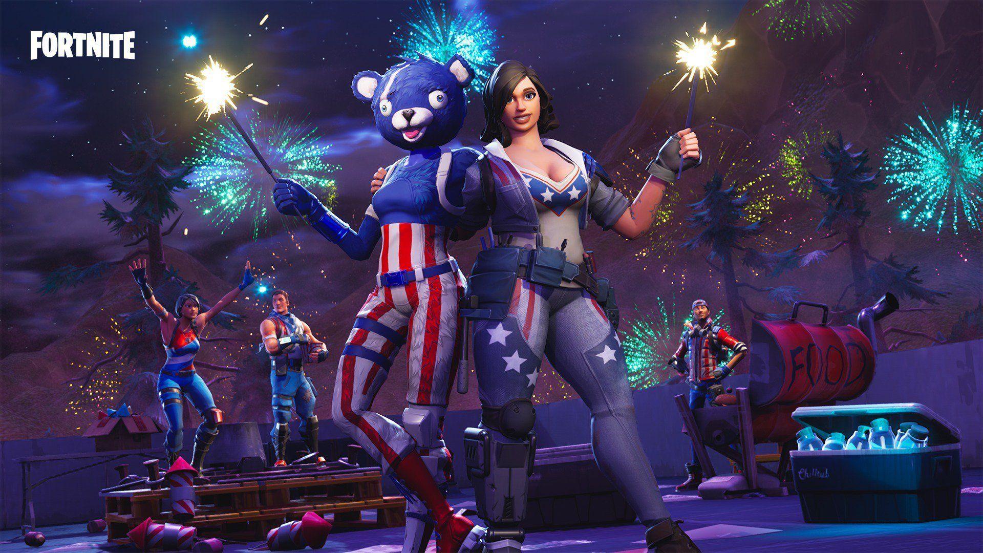1920x1080 Fireworks Team Leader Fortnite Wallpaper
