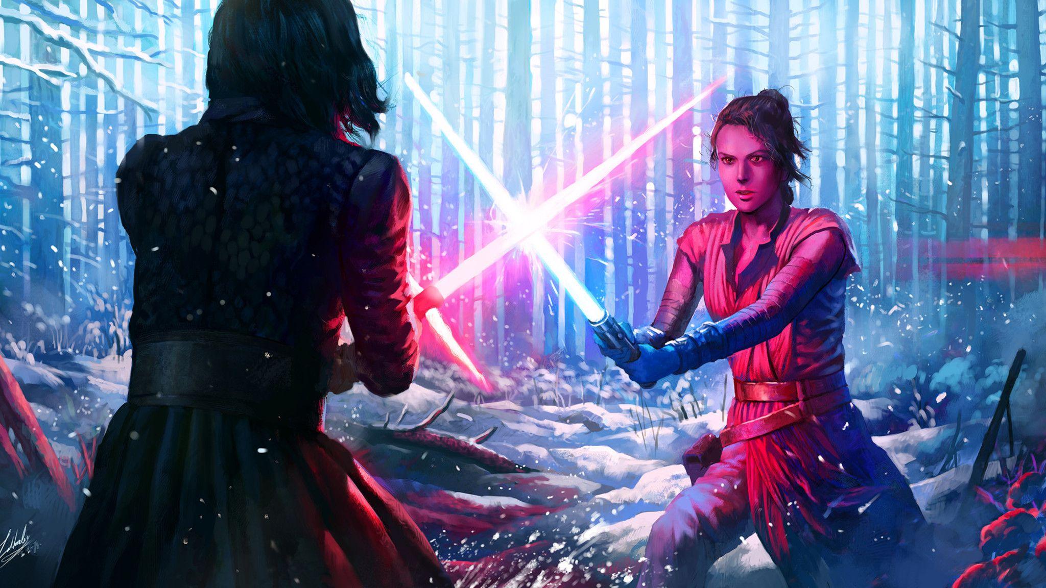 2048x1152 Rey And Kylo Ren Art 2048x1152 Resolution HD 4k