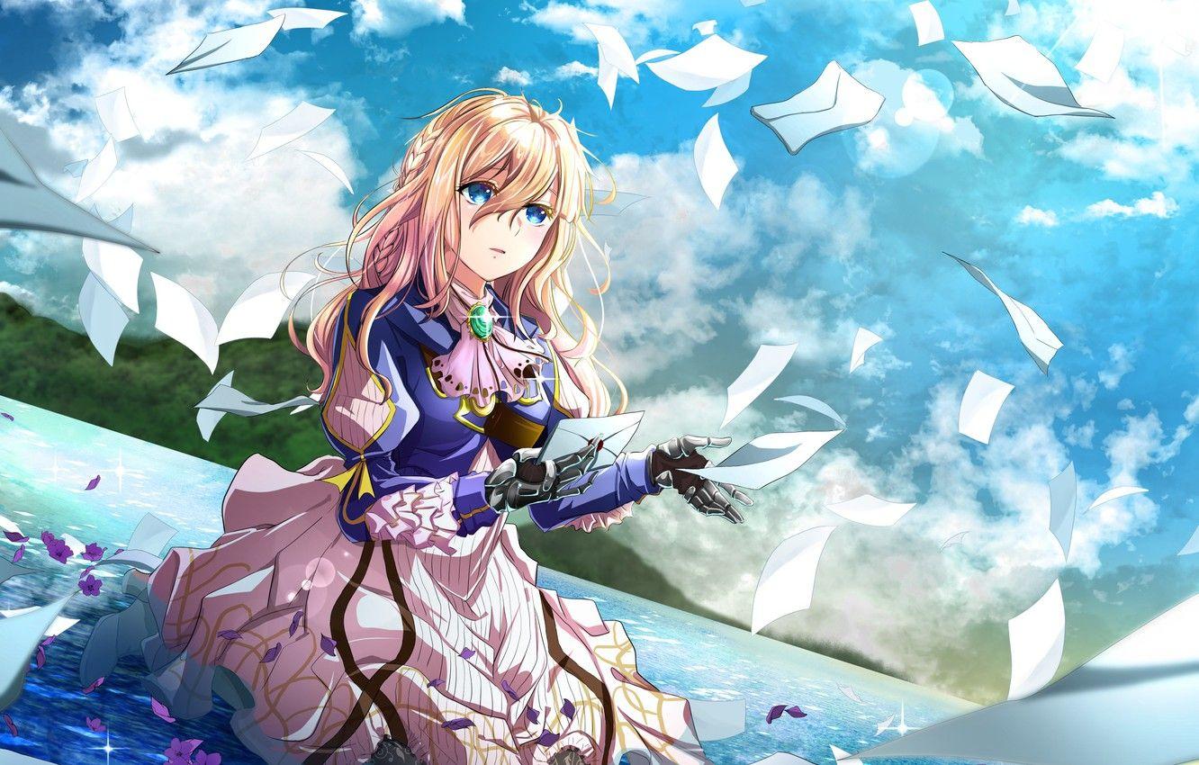 1332x850 Wallpaper girl, lake, cyborg, Violet Evergarden, Postma image