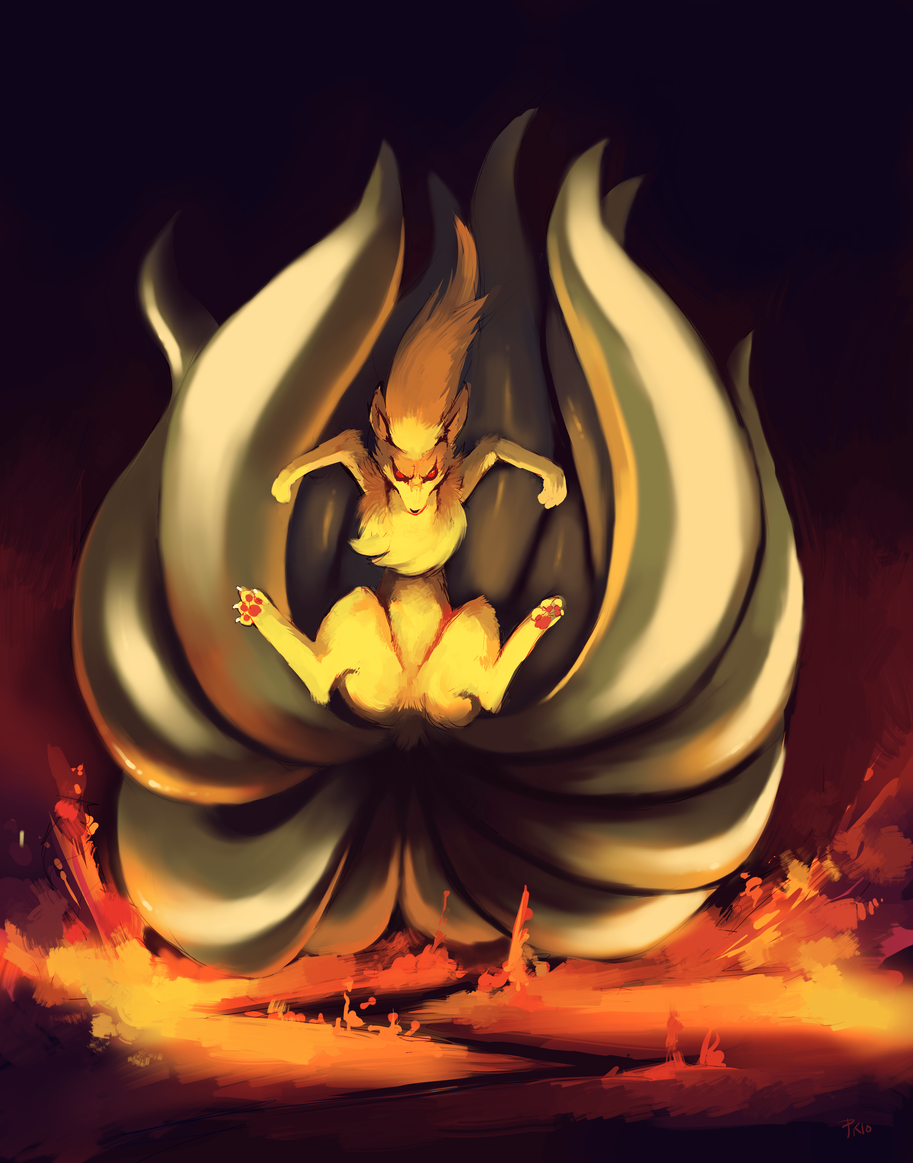 3850x4900 Download 3850x4900 Ninetales, Pokemon, Artwork, Kyuubi, Fox