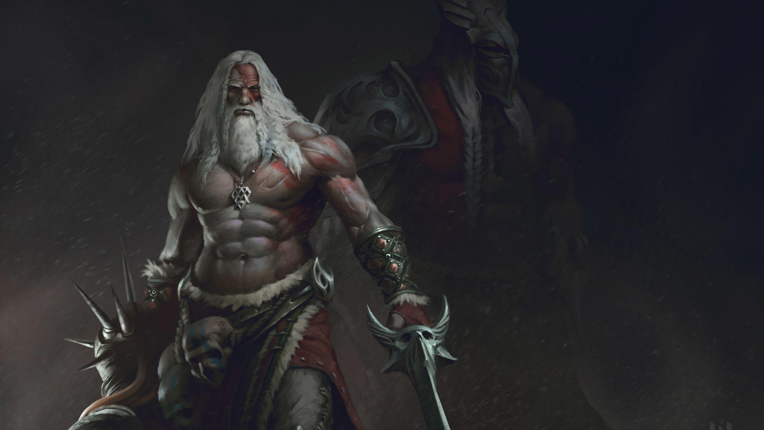 2560x1440 Old Beard Man With Sword Warrior 1440P Resolution HD 4k