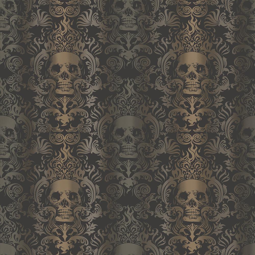 1000x1000 Chesapeake Luther Sand Skull Modern Damask Wallpaper Sample