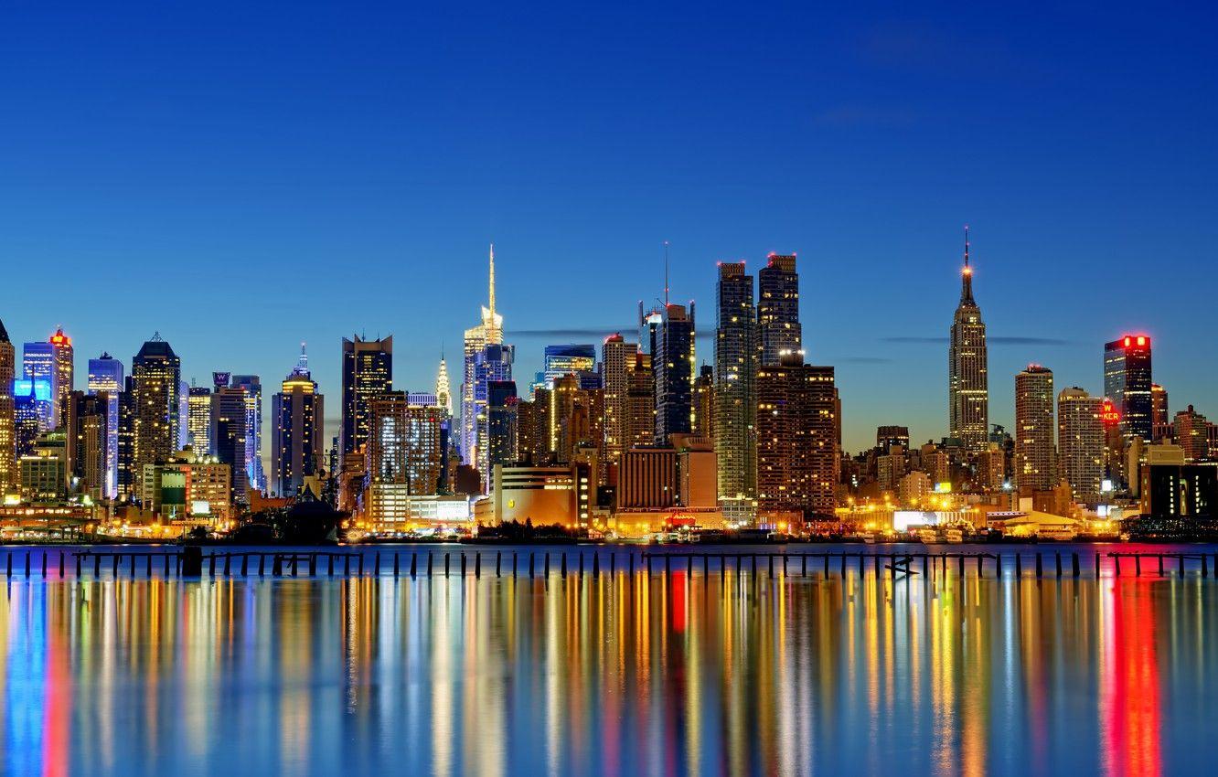 1332x850 Wallpaper reflection, skyline, New York City, reflection, Hudson