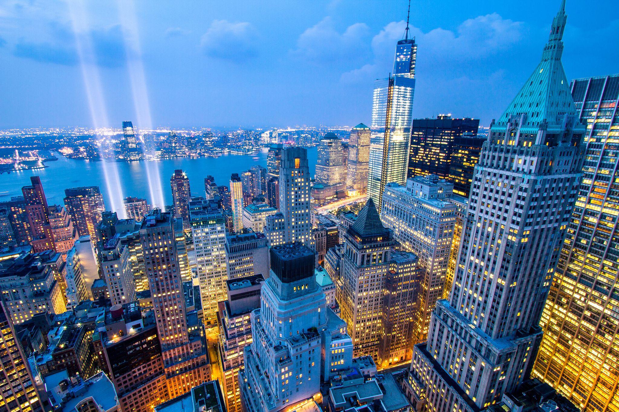 2048x1365 New York City New York night city skyline buildings skyscrapers