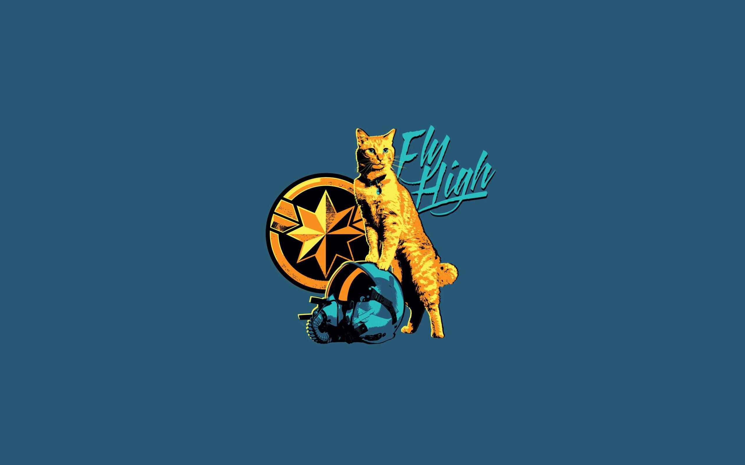 2560x1600 Captain Marvel Goose Cat Minimal Poster 2560x1600