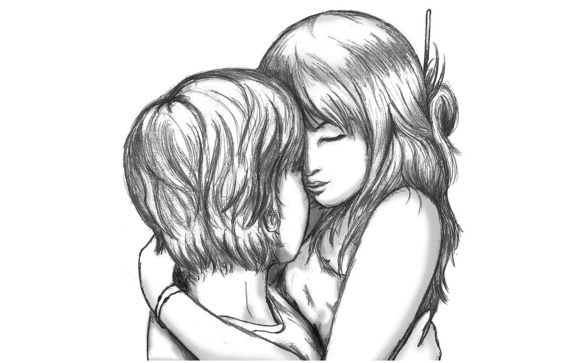 1920x1200 Cute love drawings pencil art. HD romantic sketch wallpaper. Cute