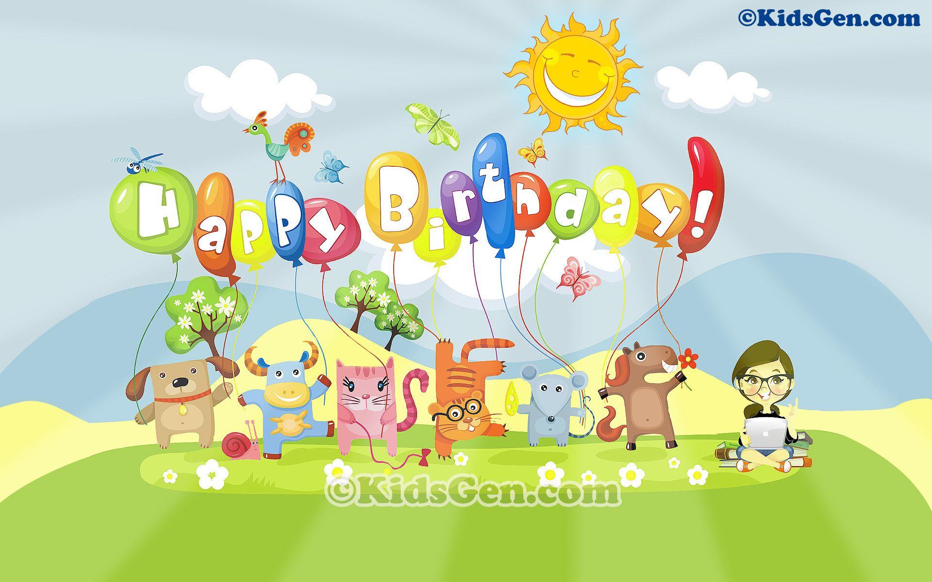 1920x1200 Hd Cartoon Wallpaper Featuring Animals Wishing Happy