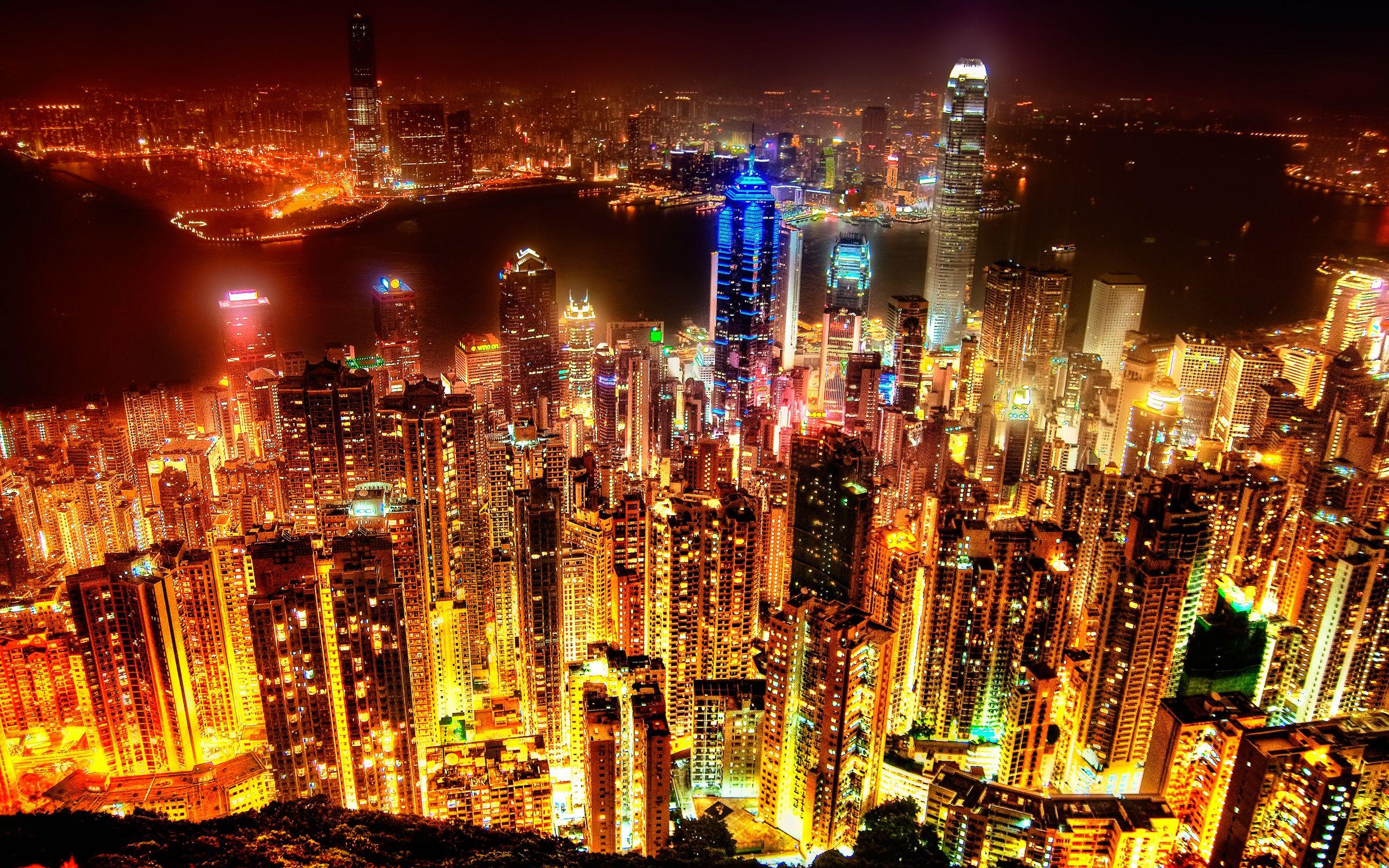 2560x1600 Hong Kong Skyline Widescreen Wallpaper. Wide