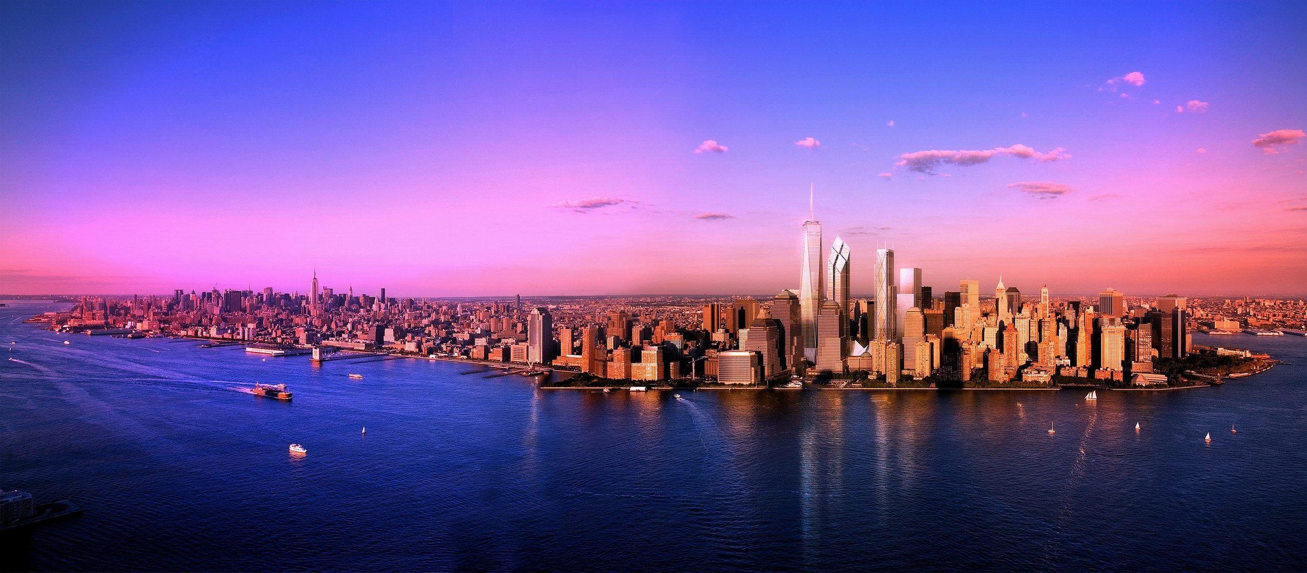 2550x1118 Manhattan HD Wallpaper