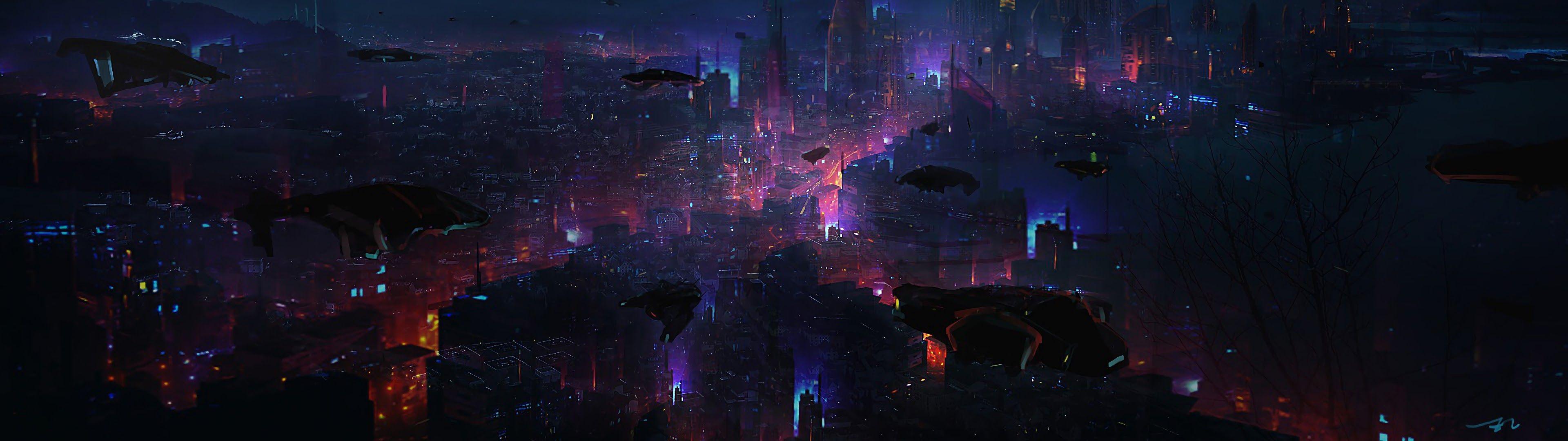 Dual Monitor cyberpunk wallpaper : r/Cyberpunk