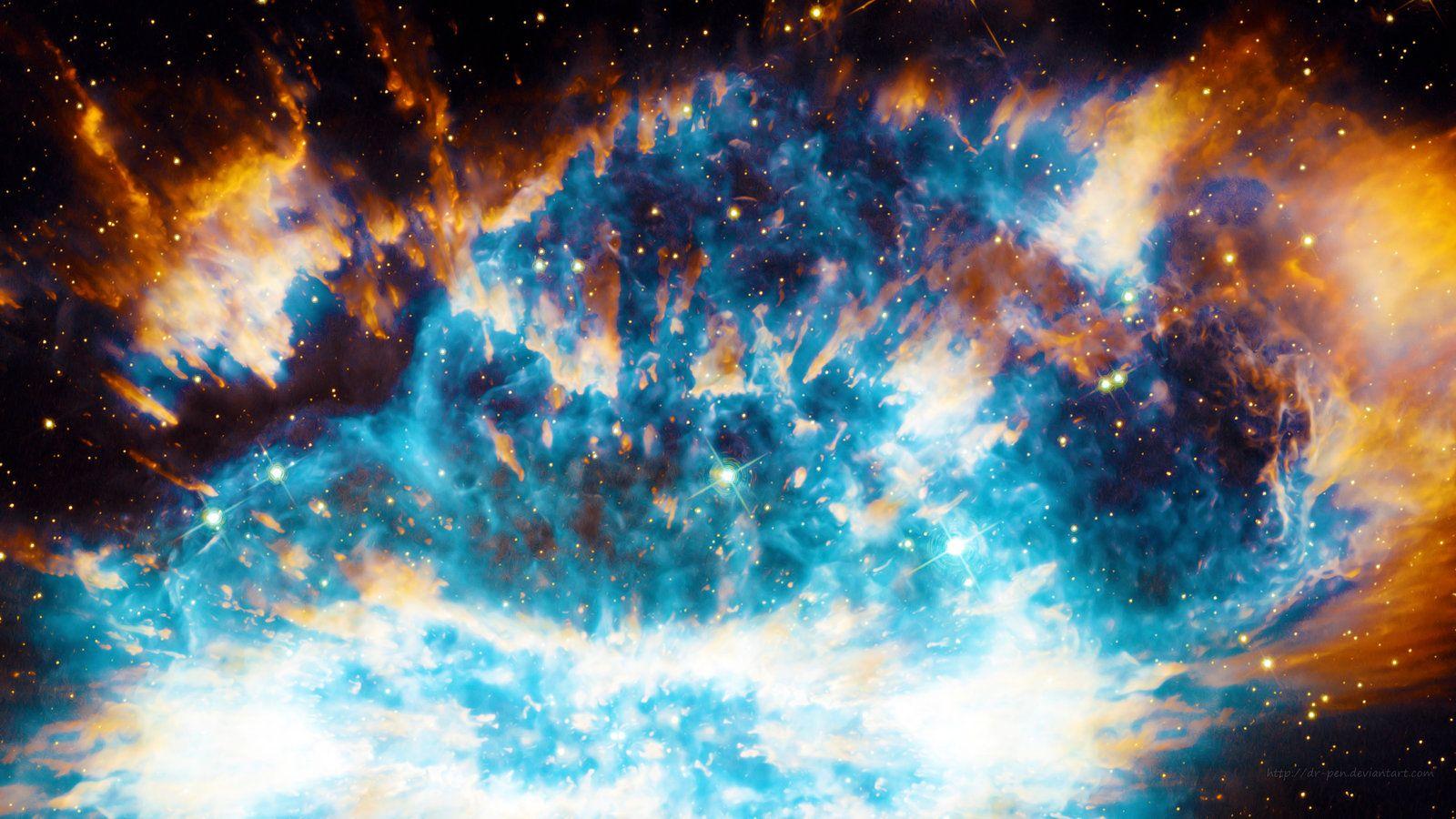 1600x900 Stark Blue Nebula By Dr Pen