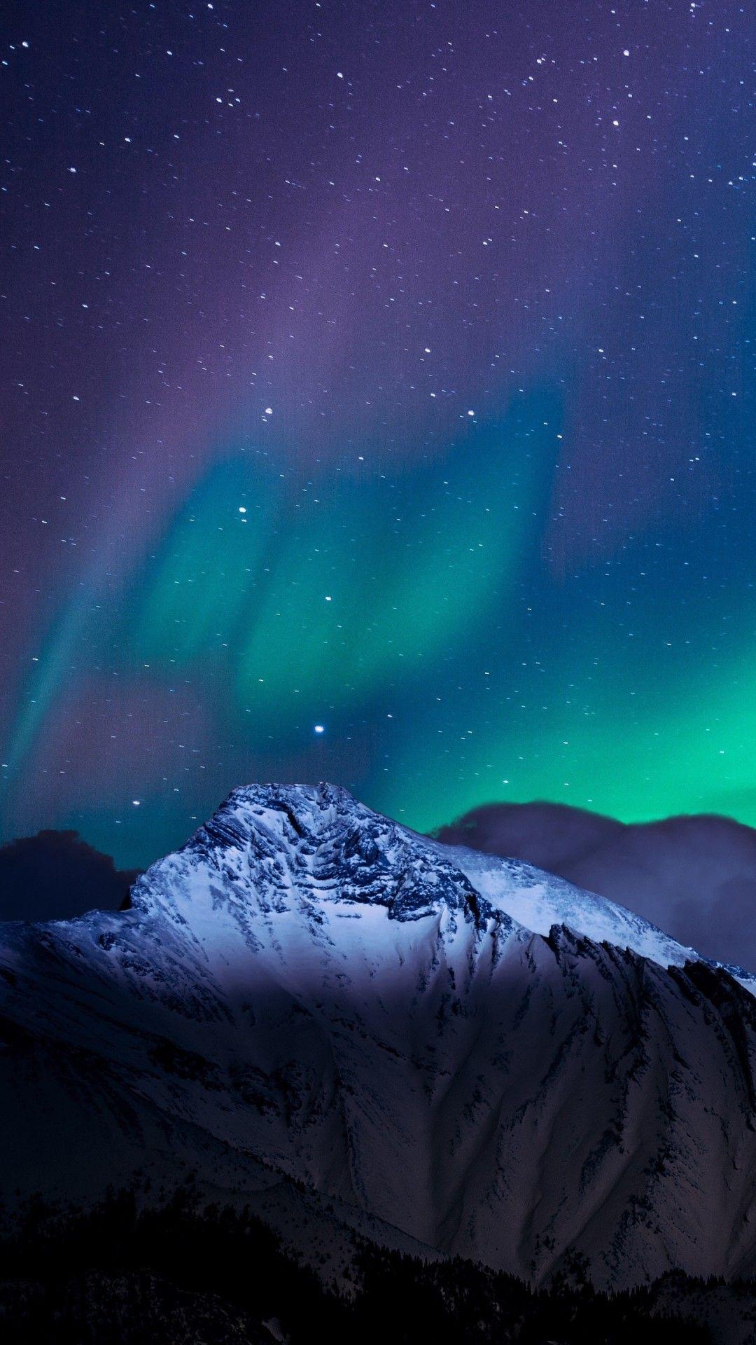 1080x1920 Northern Lights Night Sky Mountains Landscape 4k iPhone