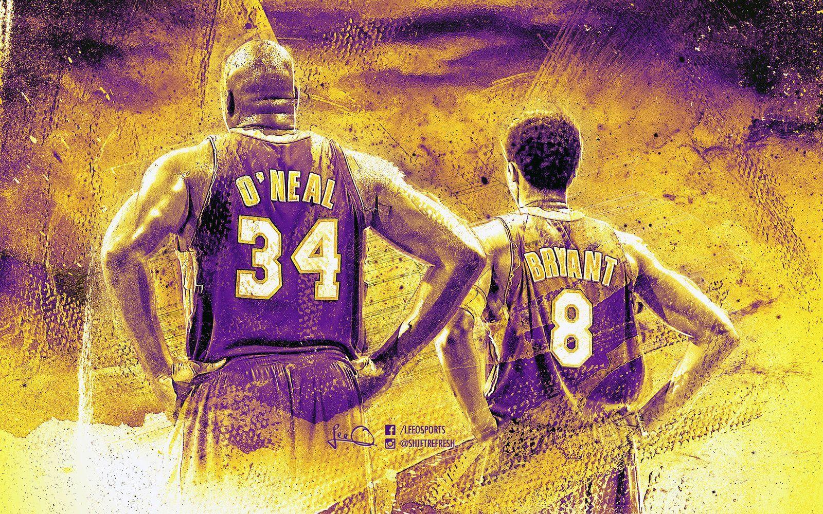 Hình nền 1600x1000 Shaq và Kobe Lakers.  Lakers