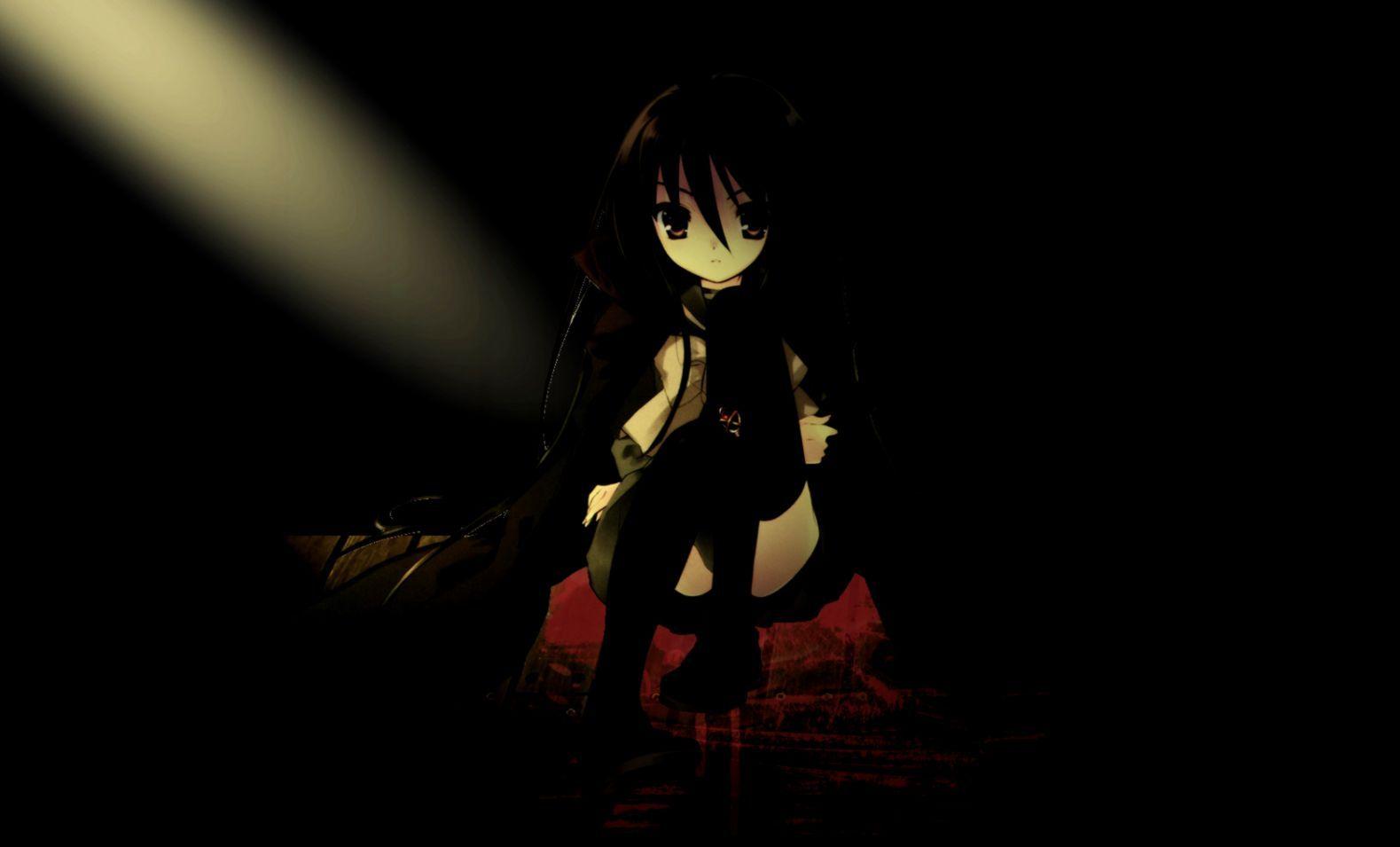 1579x955 Black Dark Anime Wallpaper Girl. Full HD Wallpaper