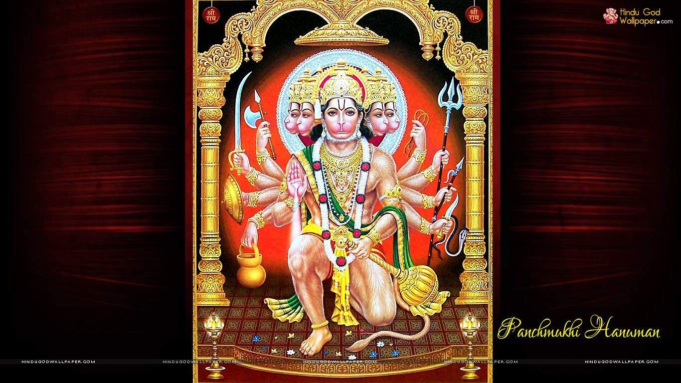 1366x768 Beautiful Panchmukhi Hanuman Wallpaper free download with full