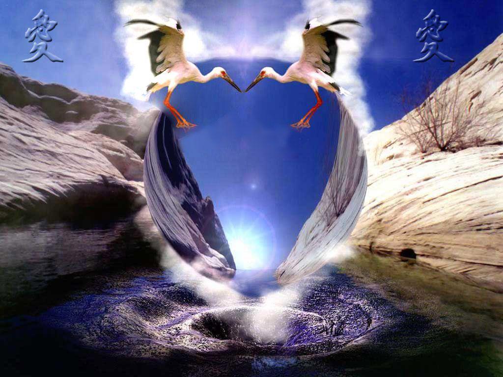 1024x768 Feng Shui Art. Love wallpaper
