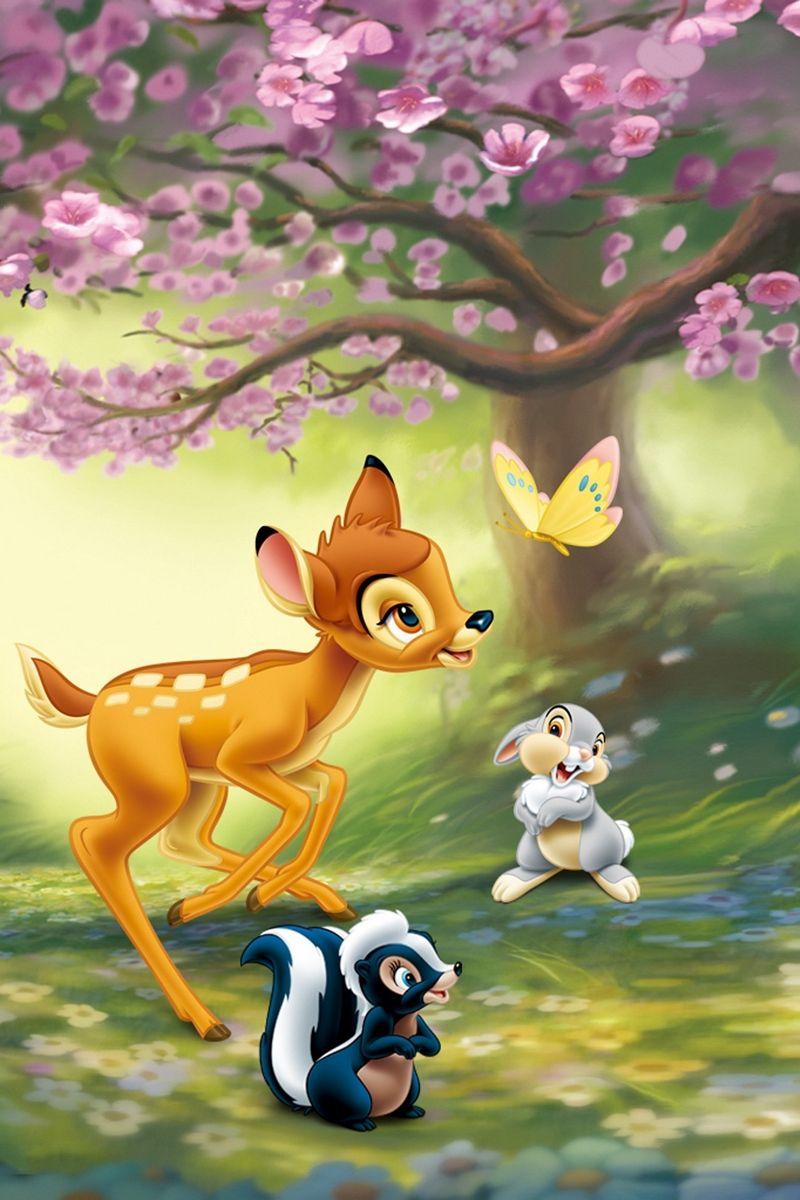 800x1200 Wallpaper Bambi, Thumper, Flower, Butterfly, Disney