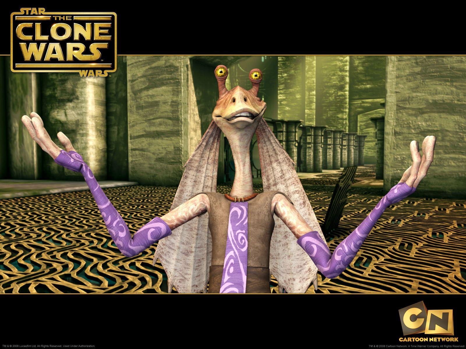 1600x1200 Cartoon Network Star Wars Clone Wars Jar Jar Binks wallpaper