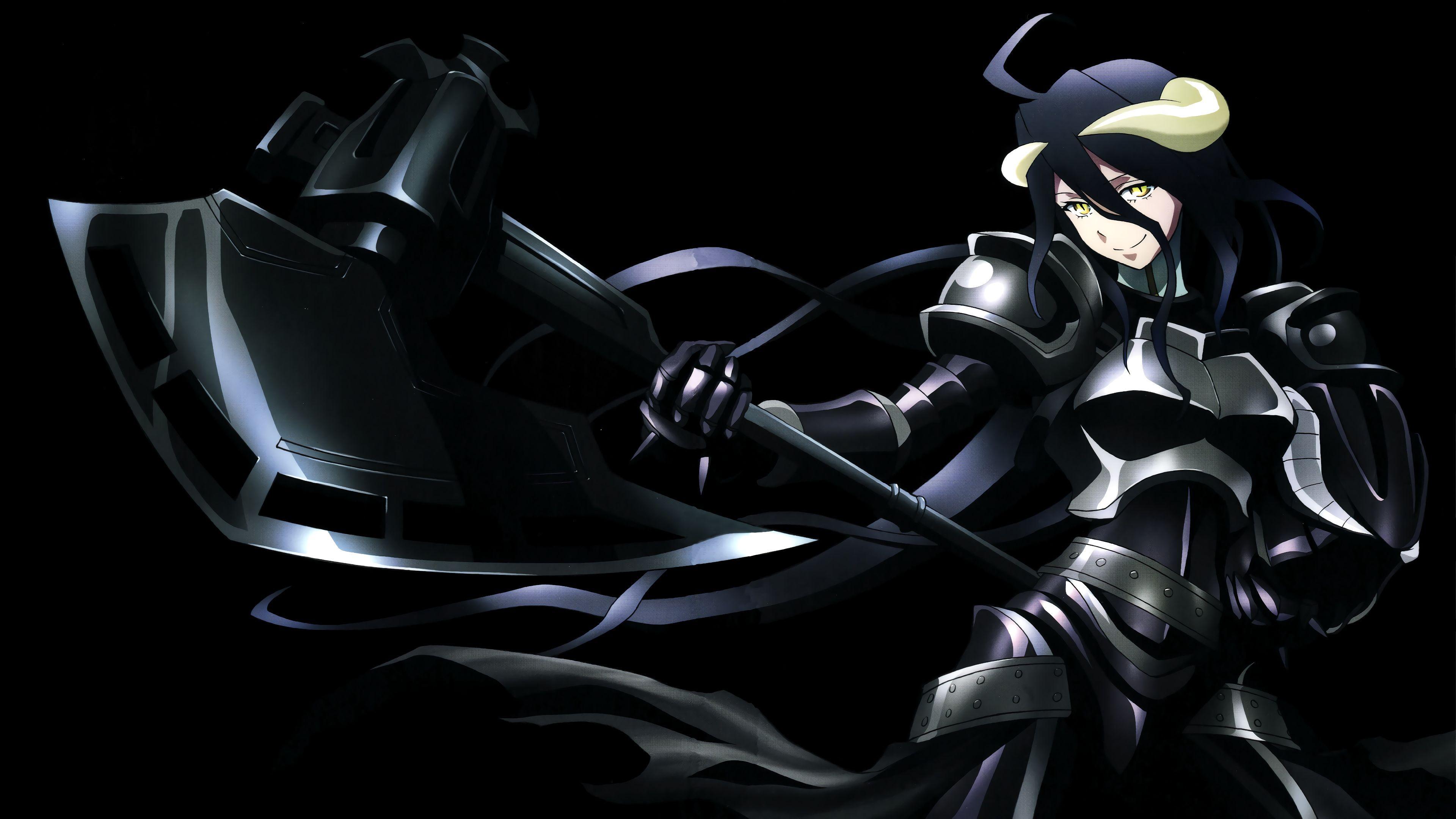 3840x2160 Dark, Anime, Albedo, Overlord (anime), Axe Albedo