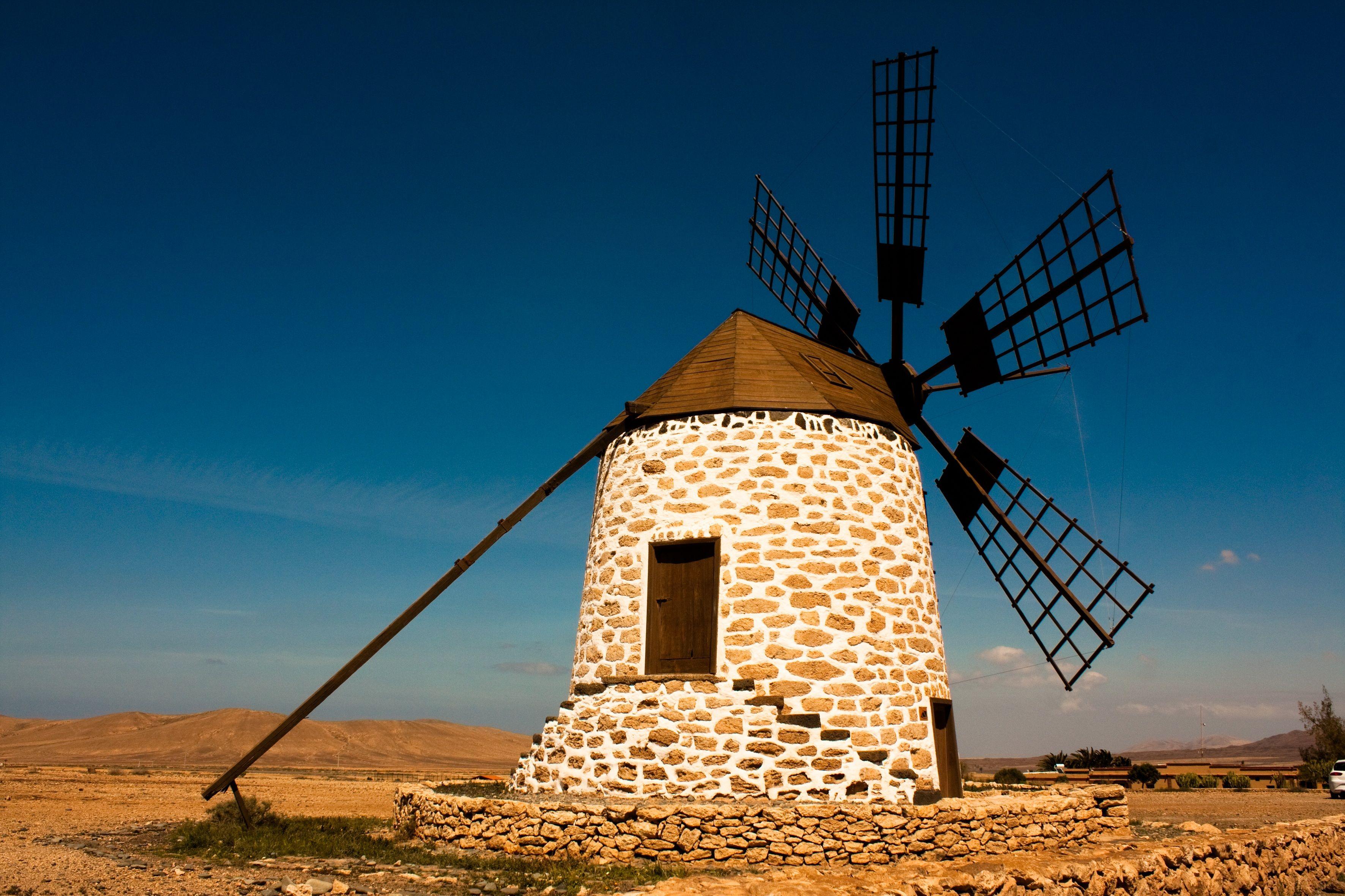 3543x2362 Tefia Windmill Fuerteventura at Canary Islands Spain HD Wallpaper