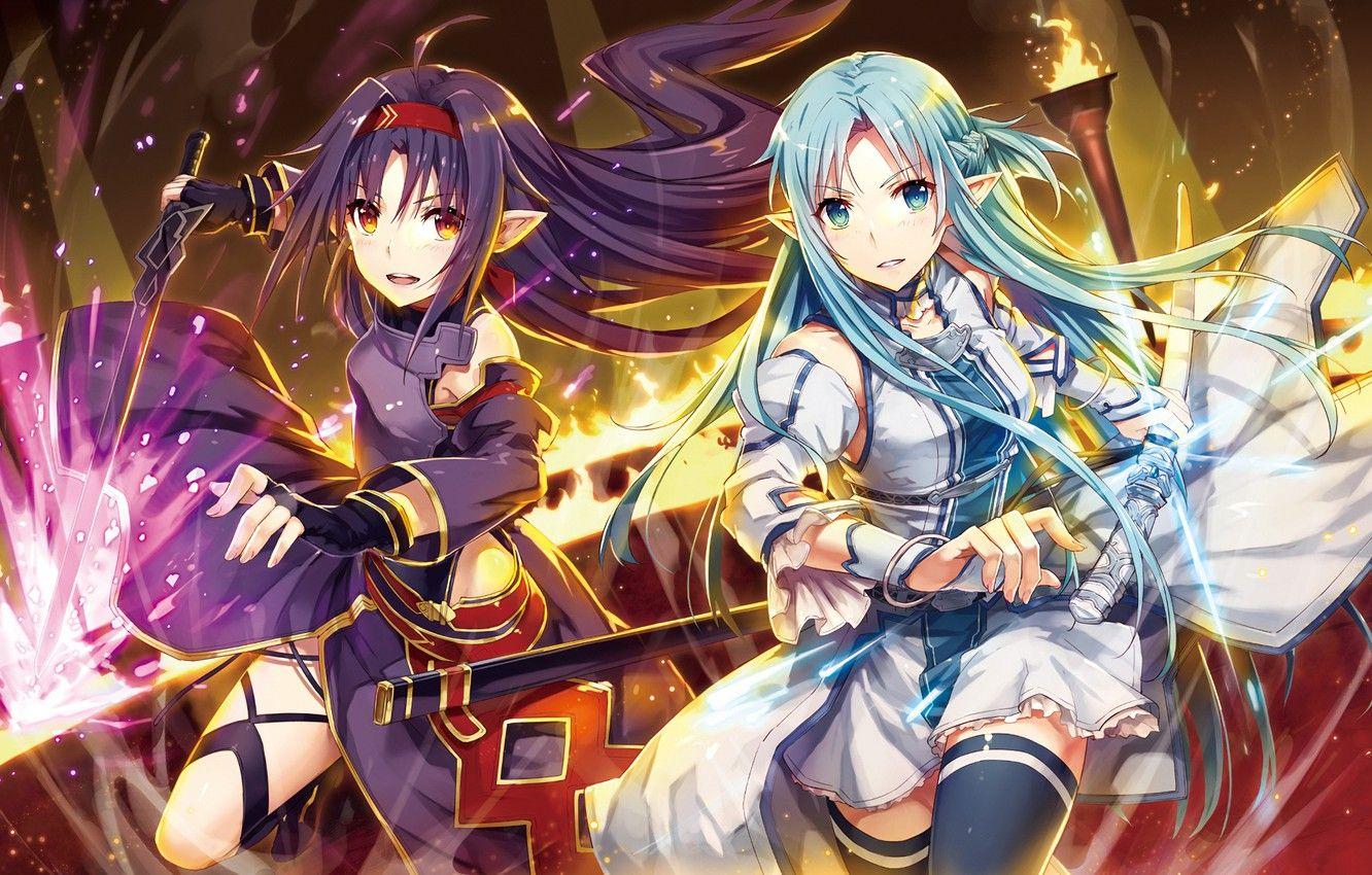 1332x850 Wallpaper girls, anime, art, Sword Art Online, Asuna Yuuki, Yuuki