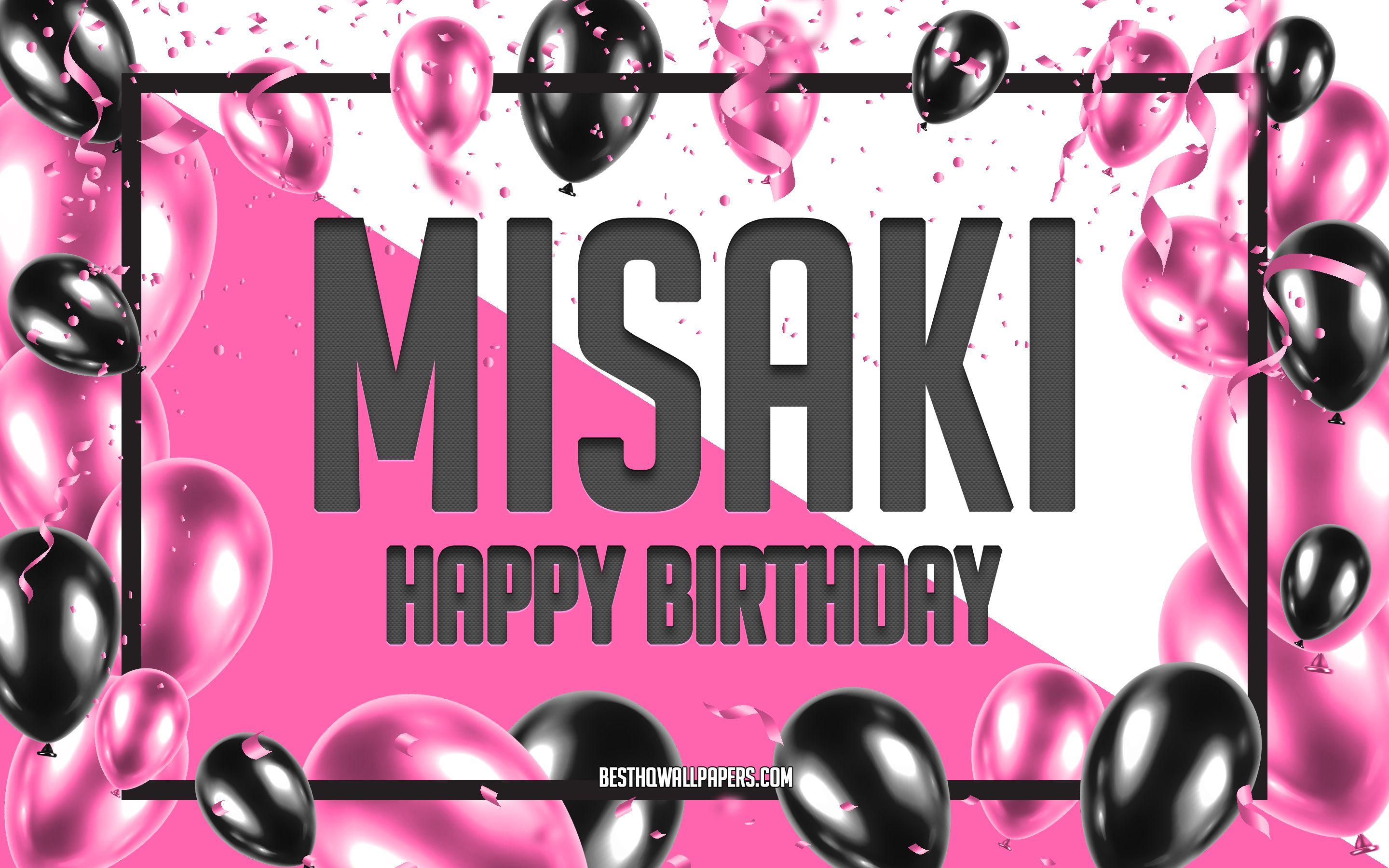 2880x1800 Download wallpaper Happy Birthday Misaki, Birthday Balloons