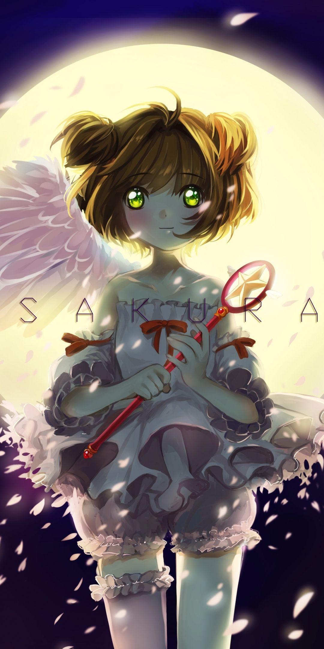 1080x2160 Short hair, night, Cute, Sakura Kinomoto, 1080x2160 wallpaper