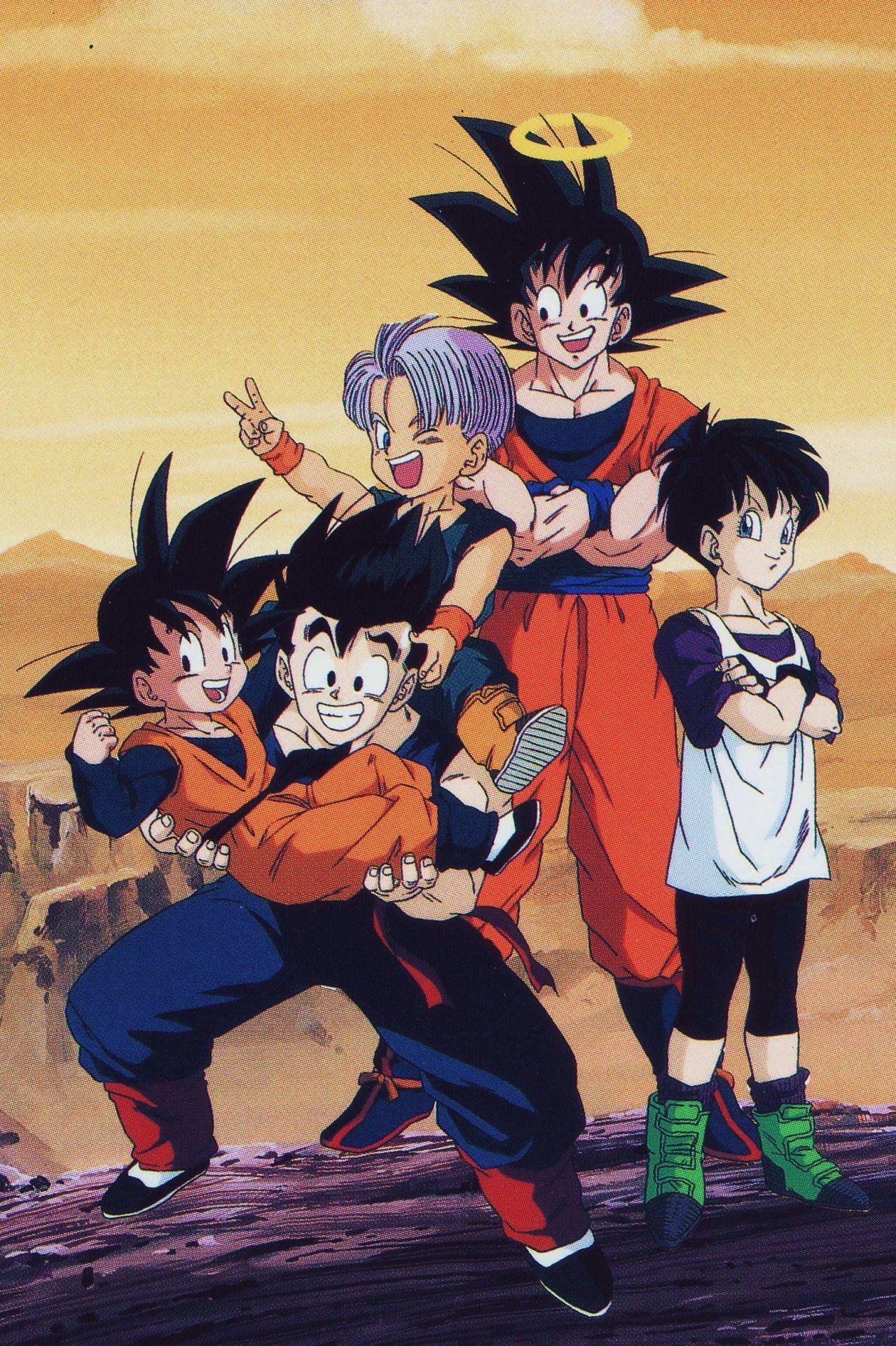 1279x1920 Goku, Gohan, Goten, Trunks, and Videl. Dragon ball, Dragon ball