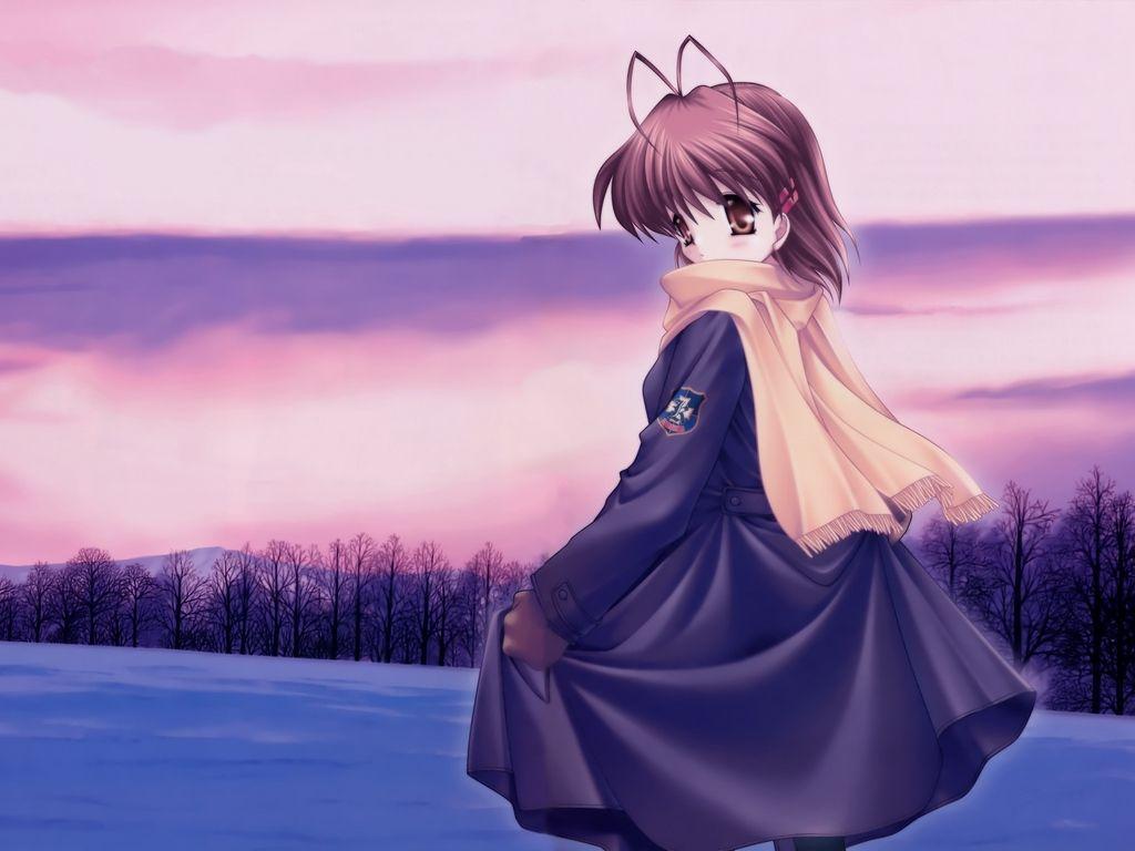 1024x768 Download wallpaper 1024x768 clannad, furukawa nagisa, girl, scarf