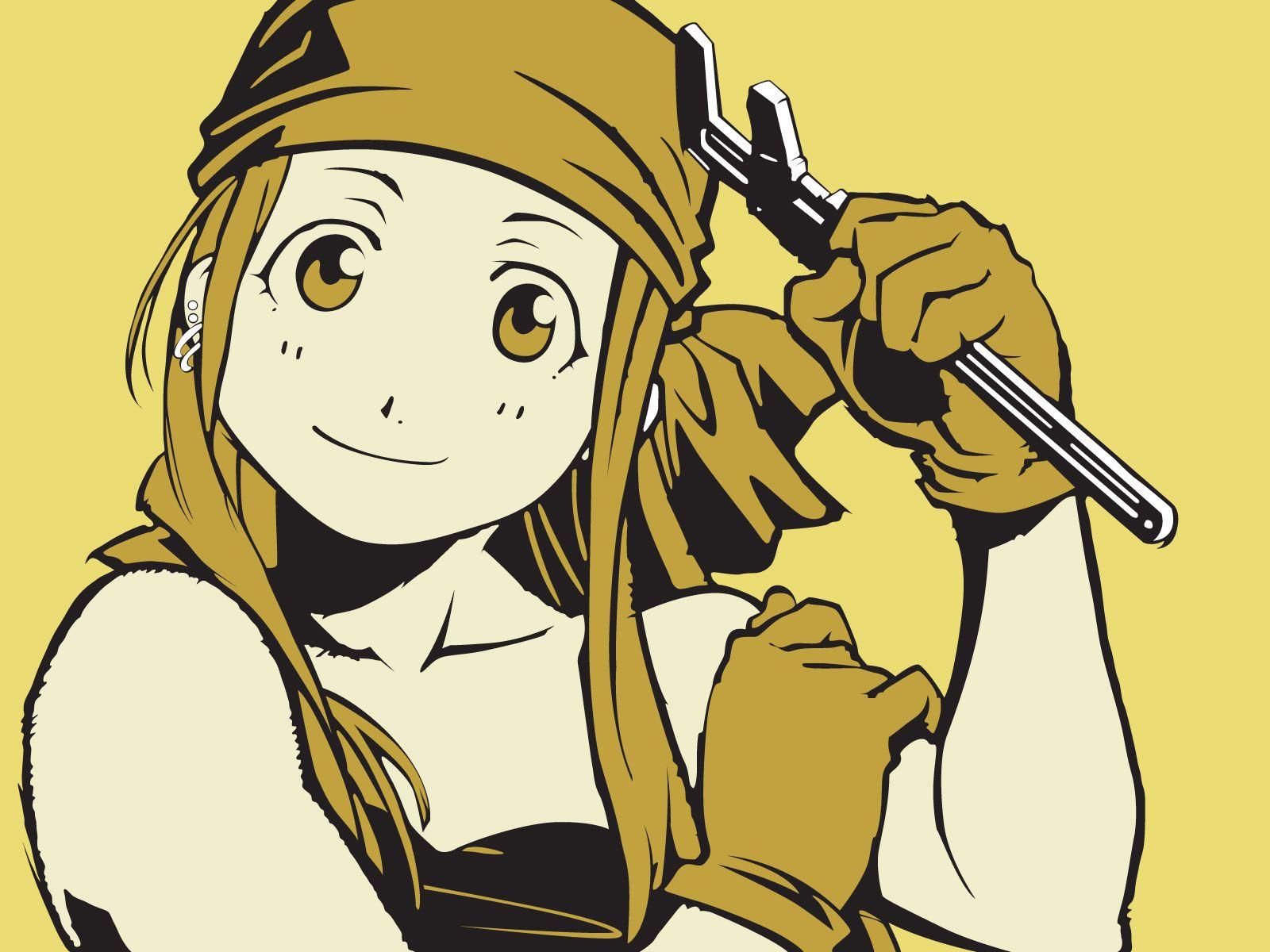 1600x1200 fullmetal alchemist winry rockbell yellow.