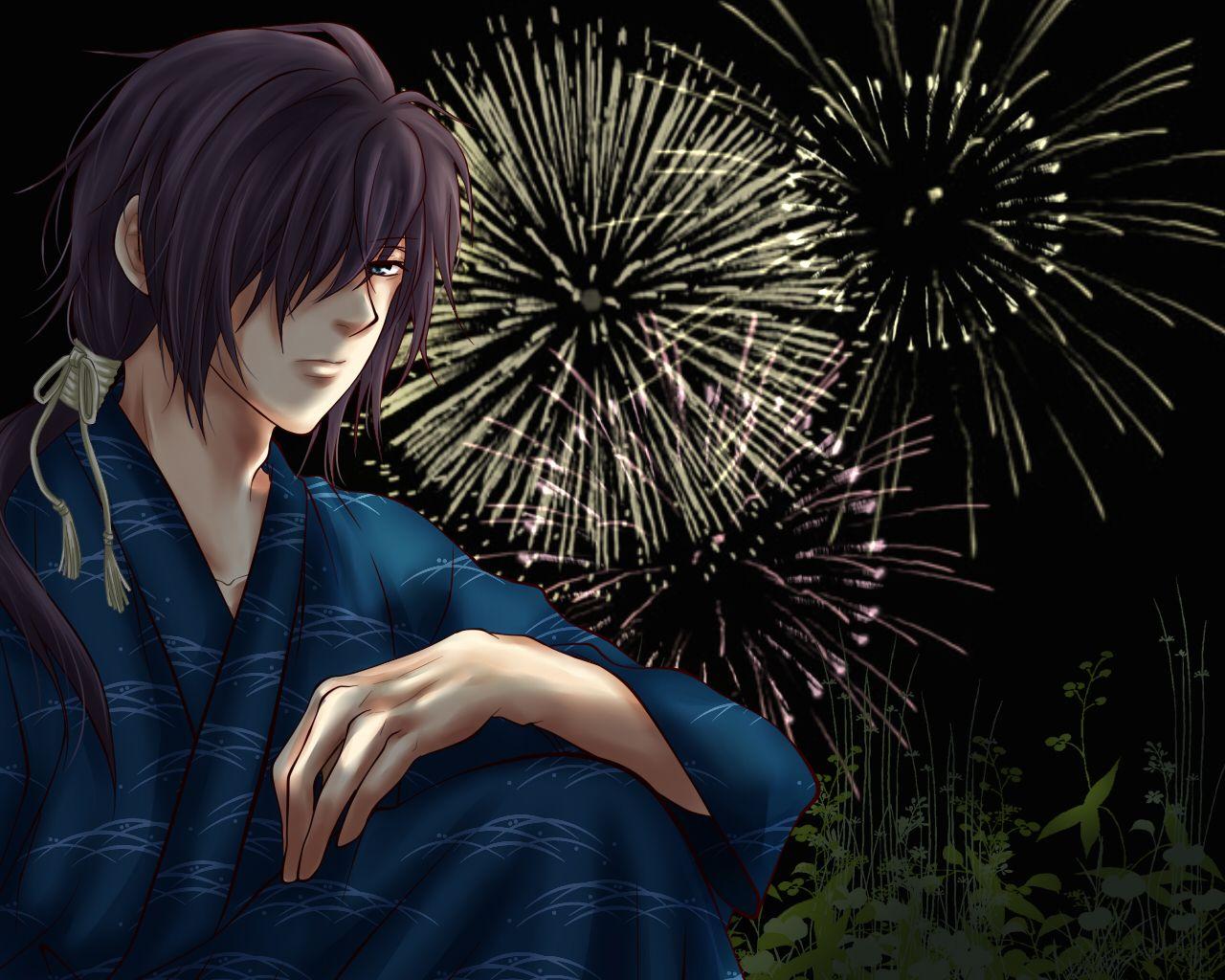 1280x1024 Hakuouki Young man Saitou Hajime Anime