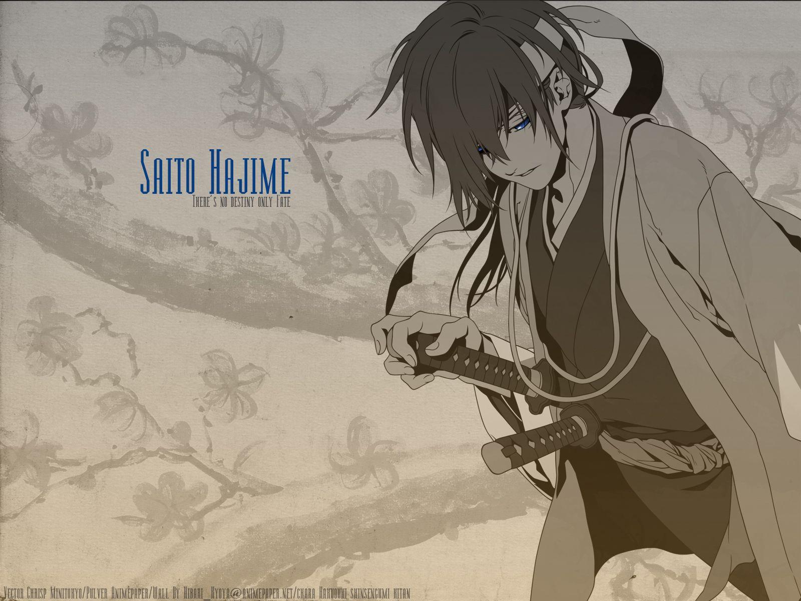 1600x1200 Hakuouki Young man Saitou Hajime Anime