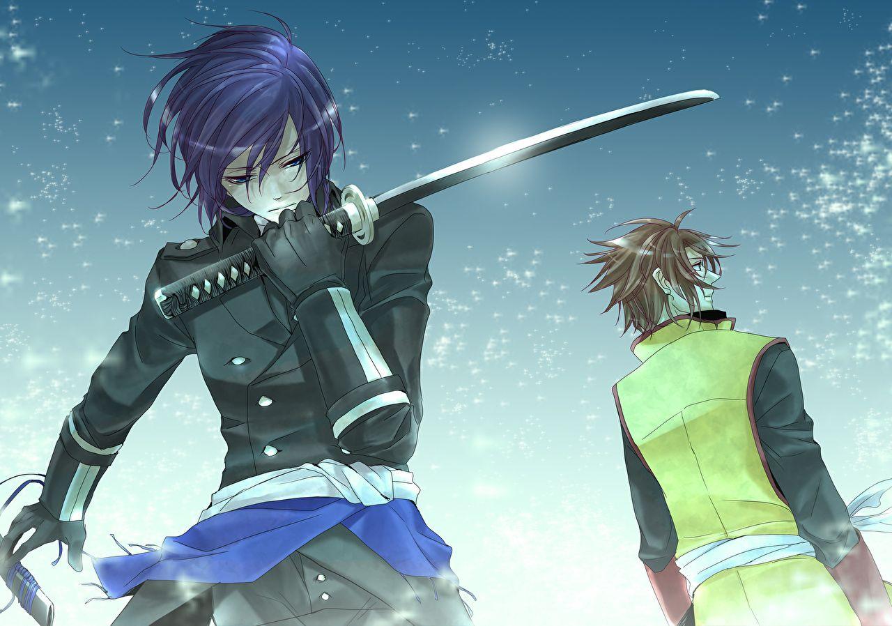 1280x898 Hakuouki Okita Souji & Saito Hajime Anime