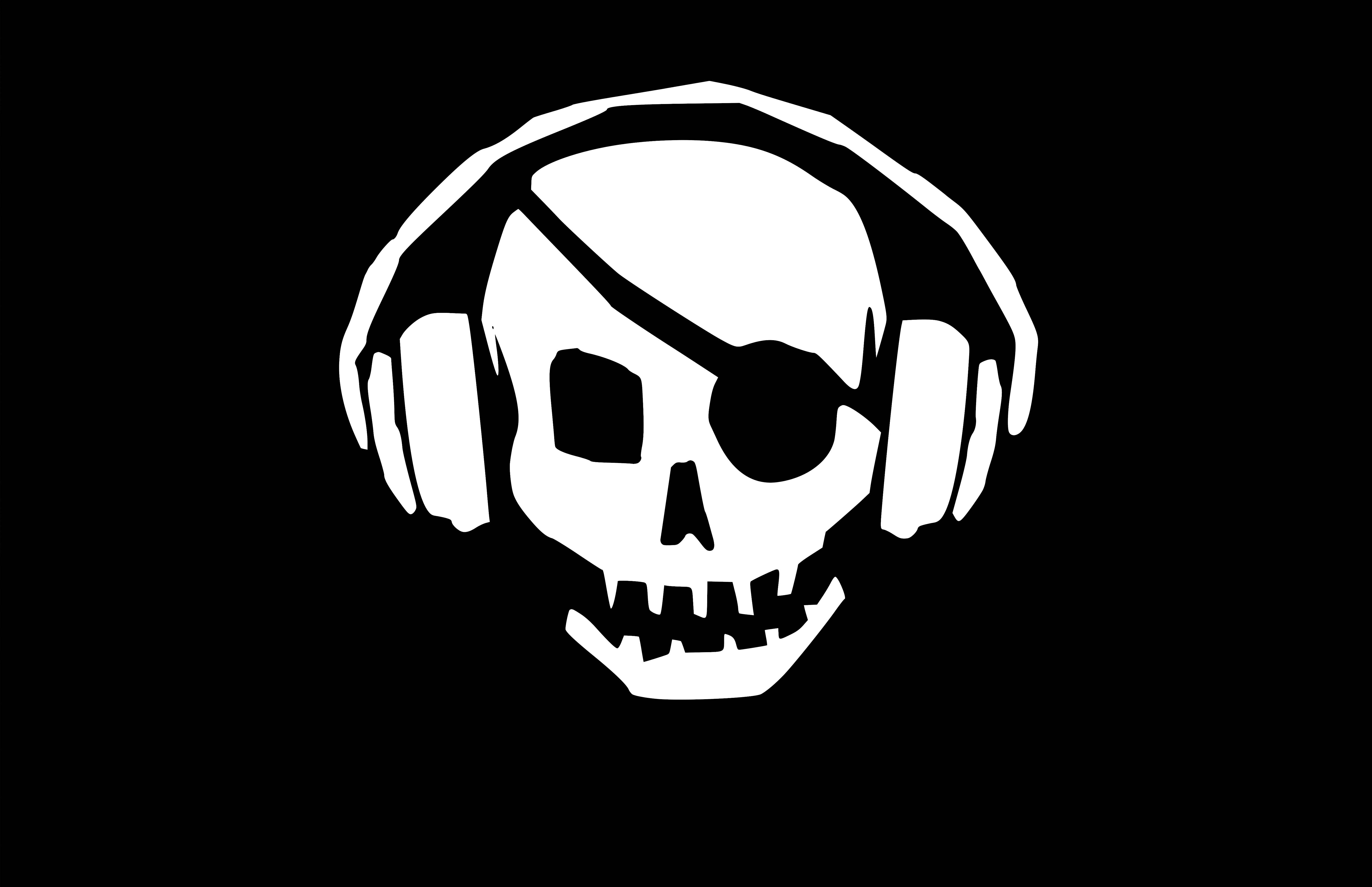 6189x4000 Pirate Skull hacker với tai nghe 5k Retina Ultra HD Hình nền