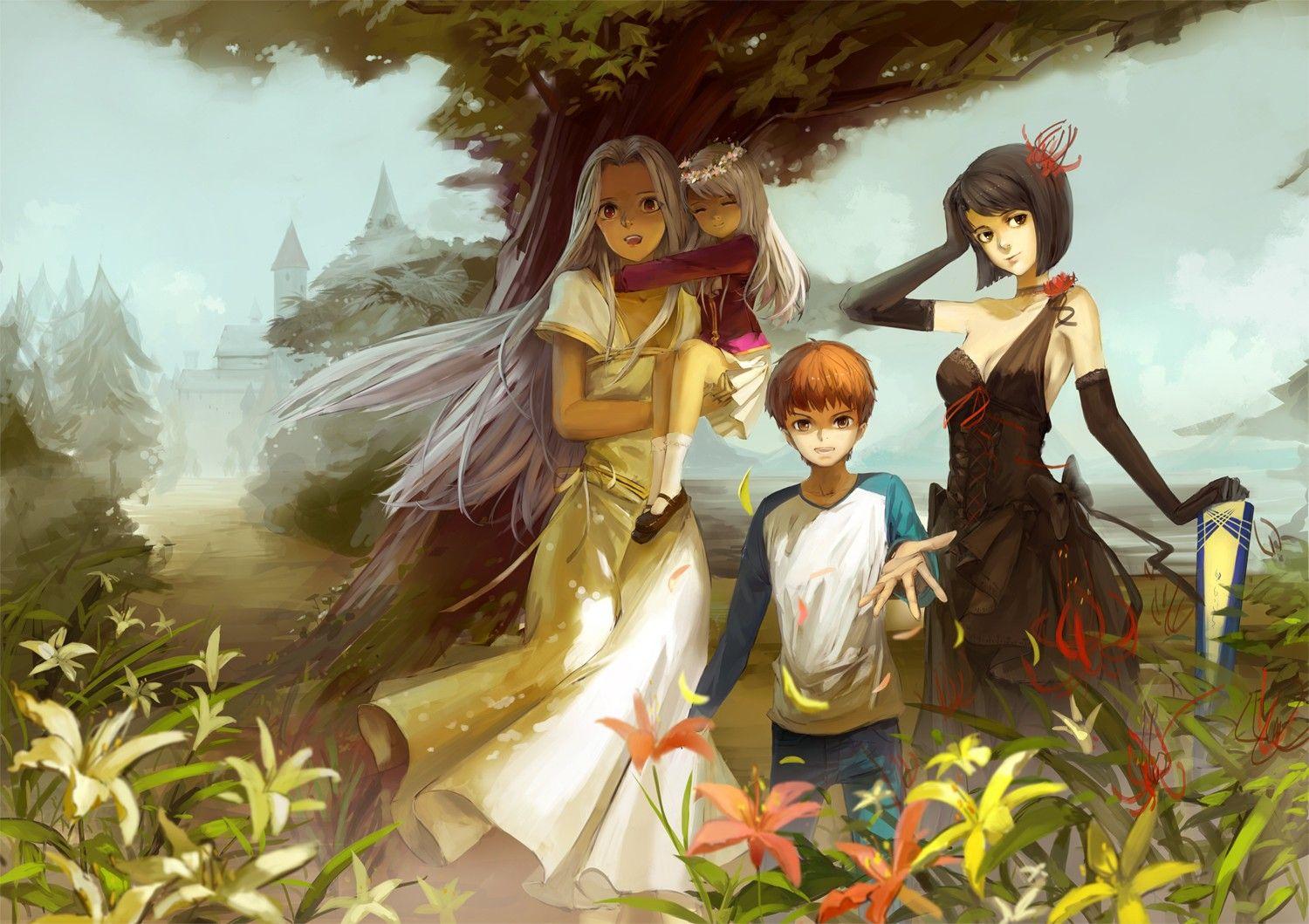 1500x1059 Emiya Shirou, anime, Irisviel von Einzbern, Illyasviel von