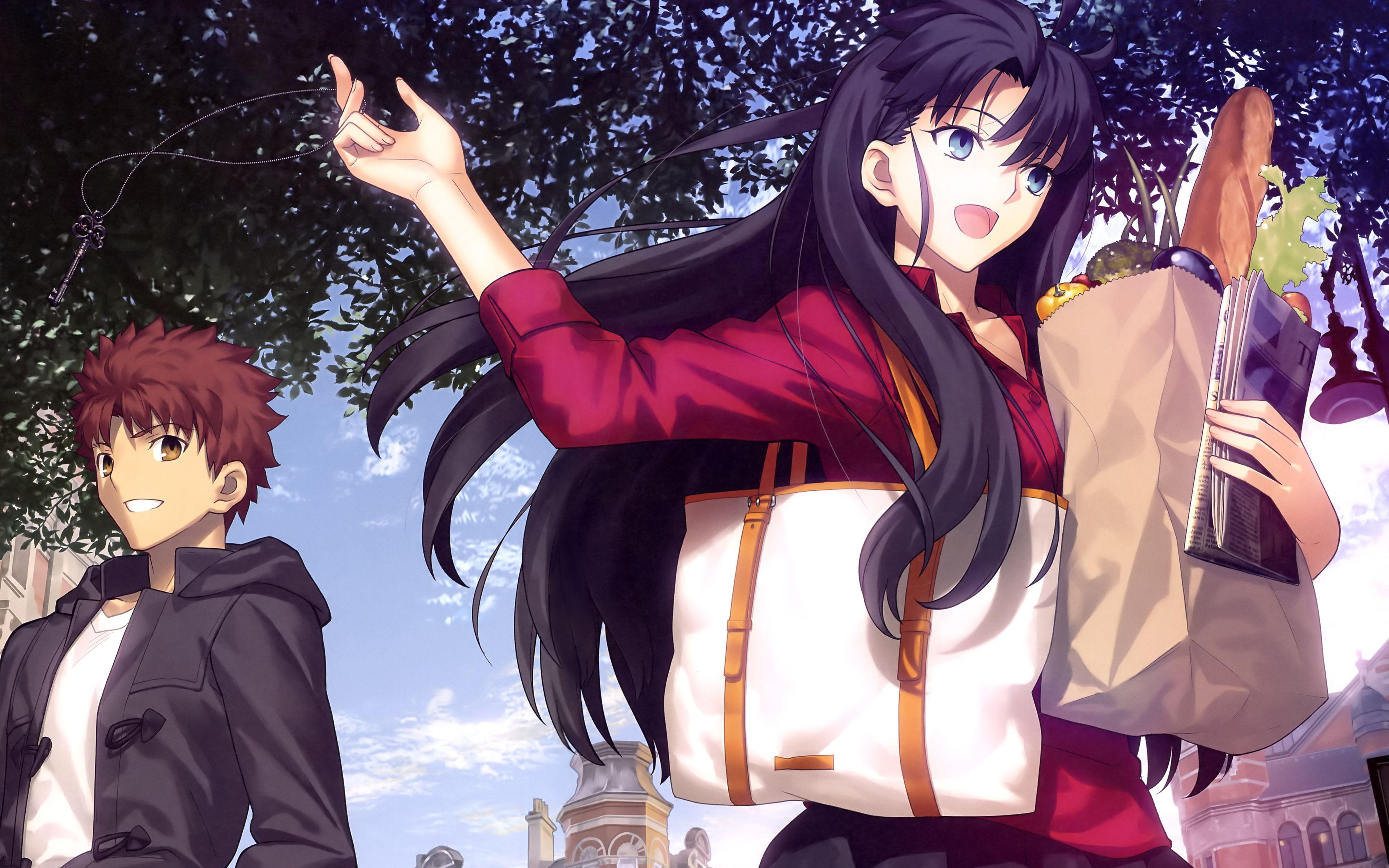 3840x2400 Download wallpaper Fate stay night, Sakura Matou, Shirou Emiya