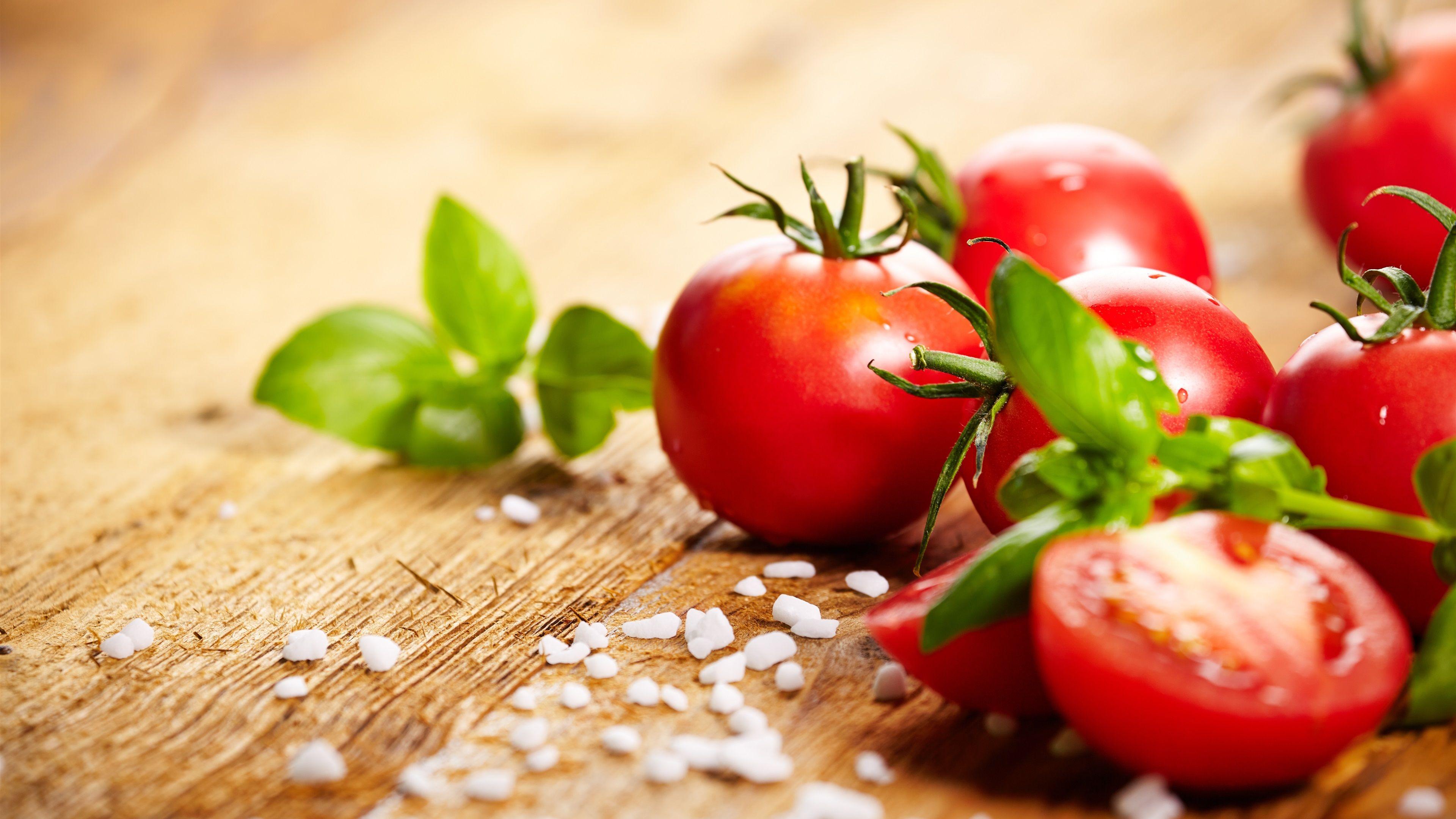 3840x2160 Wallpaper Some Tomatoes, Salt, Vegetables