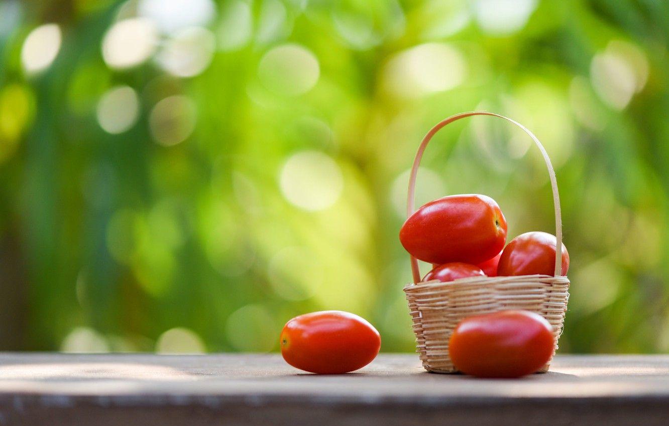 1332x850 Wallpaper green, table, background, food, basket, tomatoes