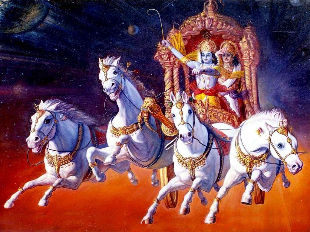 1024x768 Lord Krishna And Arjuna HD Wallpaper