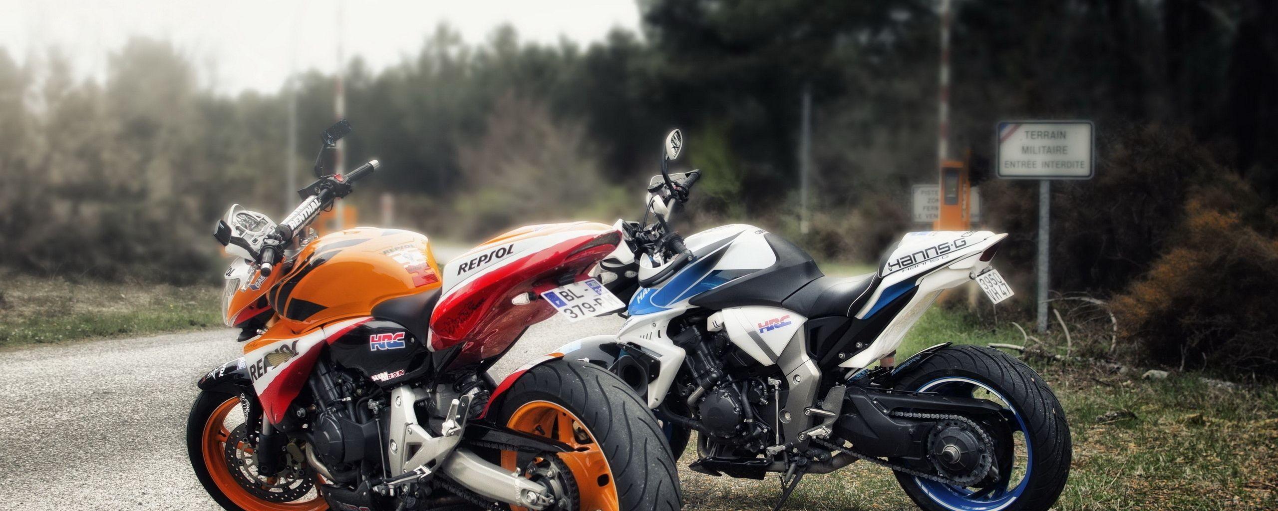 2560x1024 Download wallpaper 2560x1024 hornet and cb100r, bikes, road