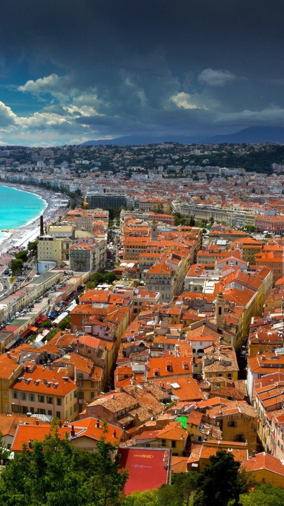 1080x1920 Download 1080x1920 France, Nice, Mediterranean, Houses, Clouds