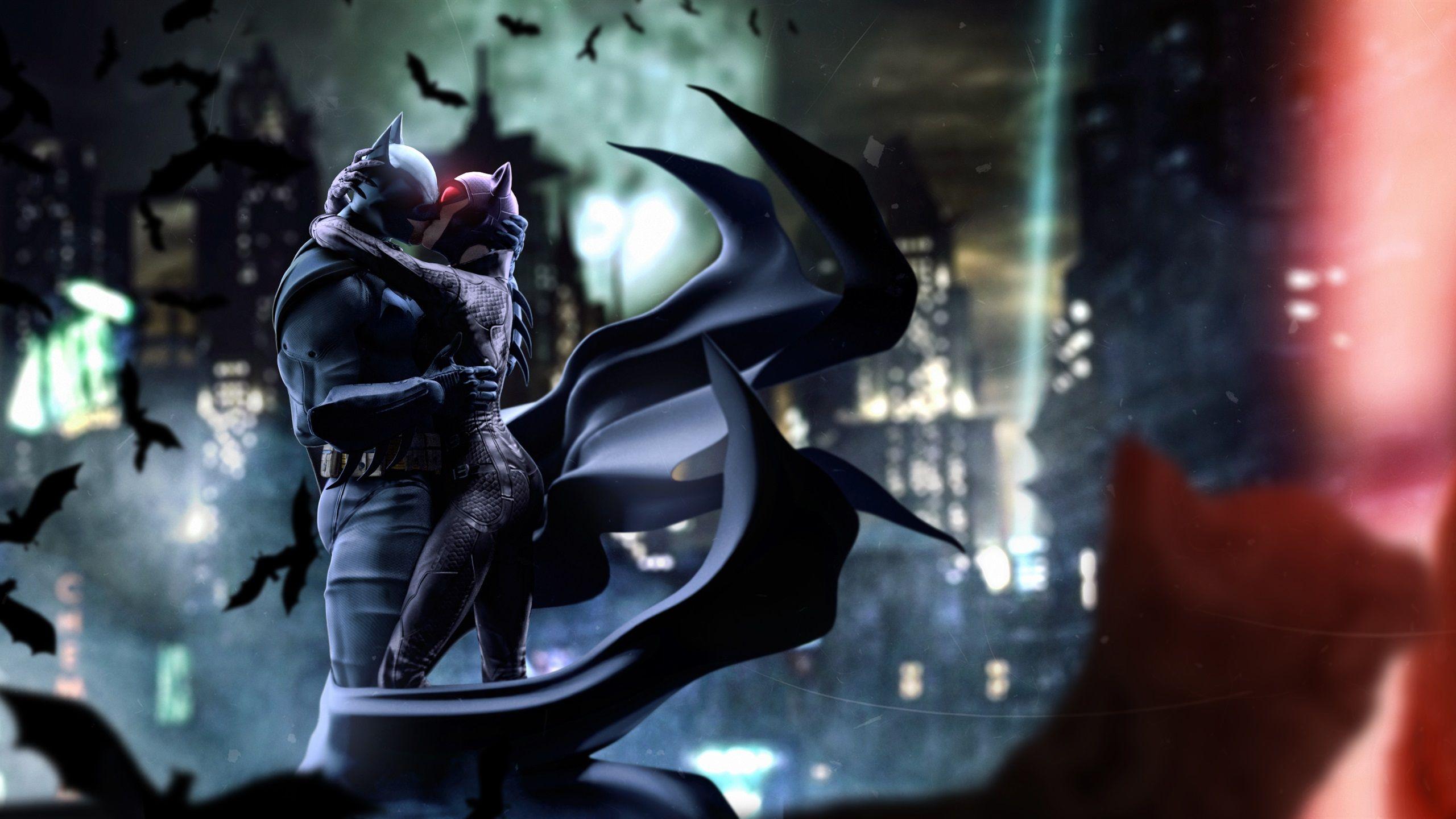 2560x1440 Wallpaper Batman and Catwoman, kiss, DC comics 2560x1600 HD