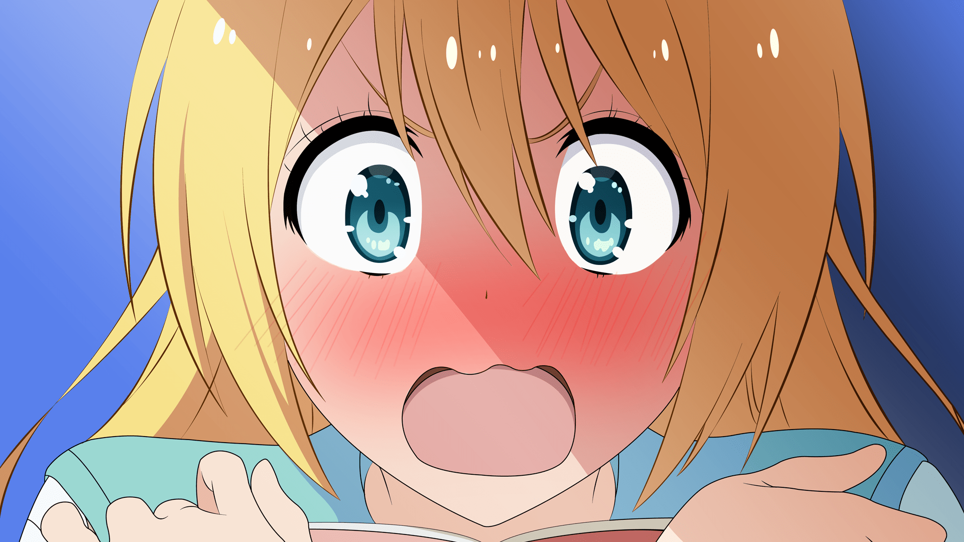 1920x1080 blushing, #anime girls, #anime, #Kirisaki Chitoge, #blonde