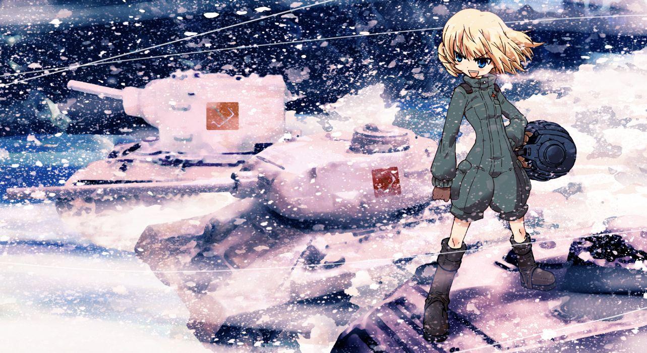 1283x700 Girls und panzer katyusha ningen plamo snow wallpaperx1200