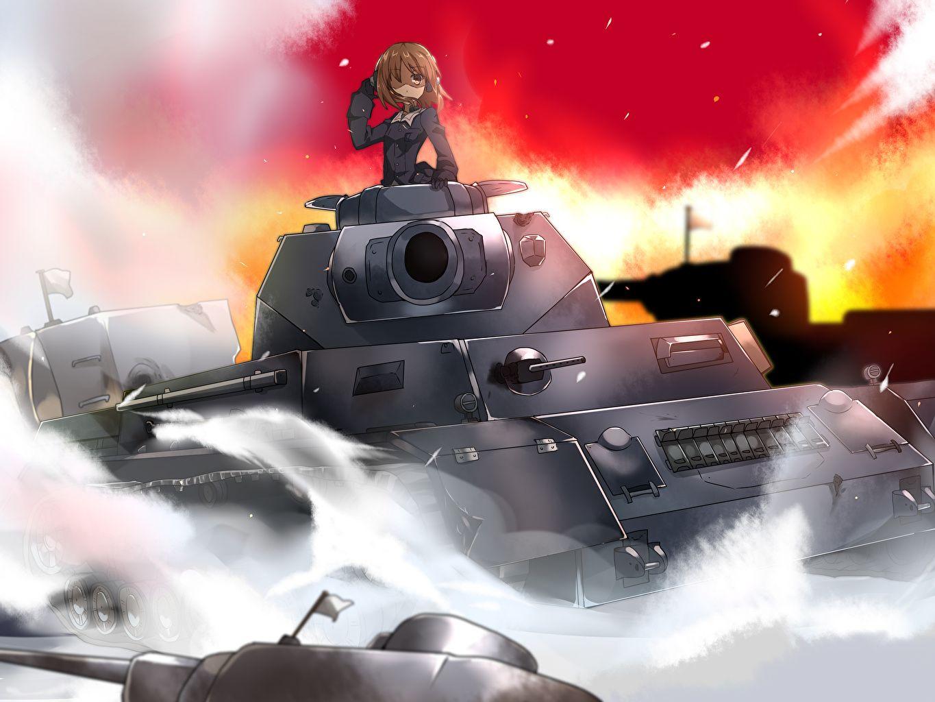 1365x1024 Desktop Wallpaper Girls und Panzer Tanks Anime