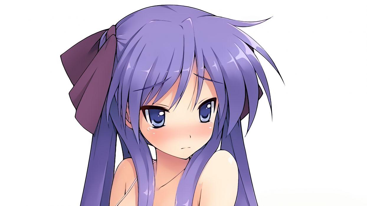 1244x700 Blush close cygnus hiiragi kagami long hair lucky star purple eyes