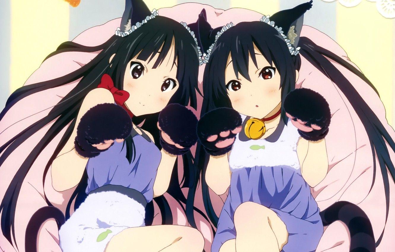 1332x850 Wallpaper Girls, Anime, Neko, Ears, K On!, Mio Akiyama, Azusa